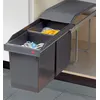 Image de Poubelle de cuisine tri sélectif 2 bacs encastrable sous évier 30L (15+15) Hailo Tandem