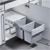 Image de Hailo 3641121 Collecteur de déchets TR Swing 40.2/36 pour armoires de 400 mm de largeur ou plus avec, Poubelle, Argent, Gris
