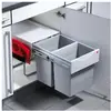 Image de Hailo Tandem Space Saving Cuisine Poubelle, plastique gris clair, Gris, One Size, Poubelle, Argent, Gris