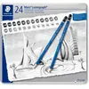 Image de Staedtler, Crayon à papier + critérium, Etui en métal pour stylet mars Lumograph 100 avec 24 pièces, trié (2 mm, M, 24x)