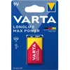 Image de Varta Longlife Max Power (1 pcs, 9V Block, 580 mAh), Batteries + piles