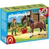 Image de Playmobil Shire Horse avec box rouge et gris pour chevaux (5108)
