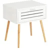 Image de Wenko - Table de chevet Finja avec 1 tiroir en Bambou et MDF - Blanc et bois - Finja