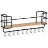 Image de Wenko - Etagère murale Loft avec tablette et 10 crochets - en Métal et Bambou - Noir et marron - Loft