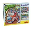 Image de Haba puzzle enfants police, pompiers, ambulance 3 pièces De