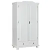 Image de Armoire 2 portes 2 tiroirs pin massif vernis blanc Batiste