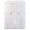 Image de Armoire avec miroir 3 portes 3 tiroirs pin massif vernis blanc Batiste 150 cm