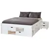 Image de Lit multi-rangement pin massif vernis blanc Jam 140x200 cm