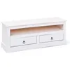 Image de Meuble TV 2 tiroirs 1 niche pin massif blanc Prince 118 cm