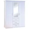 Image de Armoire avec miroir 3 portes 3 tiroirs pin vernis massif blanc Nerod