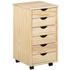 Image de Caisson sur roulettes 6 tiroirs pin massif verni naturel Sali