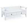 Image de Table basse 2 tiroirs pin massif vernis blanc Prince 115 cm