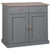 Image de Commode 2 portes 2 tiroirs pin massif foncé et gris Luza