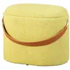Image de Pouf tissu jaune avec sangle en simili cuir Valentin