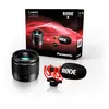 Image de Kit accessoires pour Lumix Micro 4/3 : Objectif à focale fixe Lumix 25 mm F1.7 + Micro Vidéomicro 2 Noir et Rouge