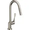Image de hansgrohe, Robinetterie de cuisine, Mitigeur monocommande pour évier AXOR CITTERIO DN 15 avec douchette extractible Stain steel optic