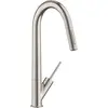 Image de hansgrohe, Robinetterie de cuisine, Mitigeur monocommande pour évier AXOR STARCK DN 15 avec douchette extractible Stain steel optic