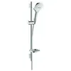 Image de Set de douche 120 3jet EcoSmart 9 l/min avec barre Unica'S puro 65 cm et porte-savon blanc/chromé Hansgrohe Raindance Select E