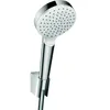 Image de Ensemble support mural et douchette 1jet EcoSmart 9 l/min avec flexible de douche 125 cm blanc/chromé Hansgrohe Crometta