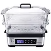 Image de cuiseur vapeur 2 paniers 1200w inox/noir - dg2
