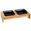 Image de Gamelle double Trixie en céramique/bois pour chien et chat - capacité : 2×0,2L, L28×l15×H5cm