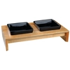 Image de Trixie Gamelle double 2x 0,4L en céramique/bois , L36×l19×H7cm pour chien et chat