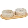 Image de Trixie Set Voerbak / Waterbak Keramiek / Bamboe Wit / Natuur - 2X800 Ml 39X8X20 Cm (80 cl), Gamelle