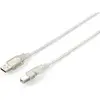 Image de equip Câble USB 2.0 A->B 1m S/S argent transparent (1 m, USB 2.0), Câble USB