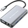 Image de Conceptronic Dock USB-C->HDMI,VGA,GbE,3xUSB3.0,100WPD 0.25m (USB-C, 7 ports), Station d’accueil + hub USB, Gris