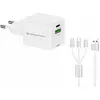 Image de Conceptronic Chargeur 2Port 33W,1xUSB-C,3-in-1 USB-A PD ws (33 W, 2 ports), Chargeur USB, Blanc