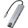 Image de Conceptronic Dock 6-en-1 USB-C->HDMI,2xUSB-A,USB-C,GbE (USB-C, 5 ports), Station d’accueil + hub USB, Gris