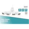 Image de Digitus araignée mince (USB-A, 4 ports), Station d’accueil + hub USB, Blanc