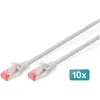 Image de Digitus CAT 6 S-FTP câble patch Cu LSZH AWG 27/7 longueur 0,5 m 10 pièces couleur gris (S/FTP, CAT6, 0.50 m), Câble réseau