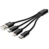 Image de Digitus Câble de recharge 3 en 1, USB A - Lightning + Micro USB + Type-C (0.15 m, 10 W), Câble USB