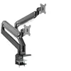 Image de DIGITUS - Kit de montage (fixation par pince pour bureau, 2 supports de montage VESA, 2 x bras pivotant) - pour 2 affichages LCD / affichage LCD courbé - ressort à gaz - plastique, aluminium, acier - noir mat - Taille d'écran : 15"-35" - pince en forme