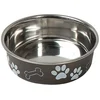 Image de Gamelle en inox Karlie à motifs de pattes, noir pour chien - 800 mL, diamètre 17 cm
