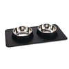 Image de Gamelle double Karlie Dex avec support en silicone pour chien - capacité : 2 X 350 mL, 14 cm de diamètre, noir