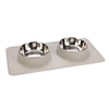 Image de Gamelle double Karlie Dex avec support en silicone pour chien - capacité : 2 X 350 mL, 14 cm de diamètre, gris clair