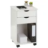Image de Caisson de bureau sur roulettes KANO, avec 2 tiroirs, en pin massif lasuré blanc