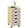 Image de Caisson de bureau sur roulettes LAGOS, avec 5 tiroirs finition vernis naturel et lasuré gris