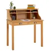 Image de Bureau secrétaire MARLENE avec rangement sur plusieurs étagères et 2 tiroirs, en pin massif finition cirée