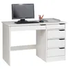 Image de Bureau HUGO avec rangement 5 tiroirs style scandinave en pin massif lasuré blanc