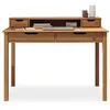Image de Bureau RAUL L 114 cm en bois massif coloris chêne avec quatre tiroirs et une niche réhausse écran intégrée