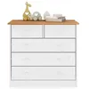 Image de Commode en pin RONDO, 2+3 tiroirs, lasuré blanc et brun