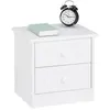 Image de Table de chevet RONDO avec 2 tiroirs, table de nuit en pin massif, chevet en bois lasuré blanc