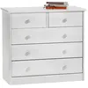Image de Commode de chambre RONDO meuble de rangement avec 5 tiroirs, en pin massif lasuré blanc