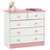 Image de Commode en pin RONDO, 2+3 tiroirs, lasuré blanc et rose