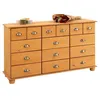 Image de Commode chambre COLMAR L 134 cm 12 tiroirs en bois massif brun chiffonnier apothicaire rangement
