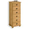Image de Chiffonnier COLMAR commode apothicaire avec 6 tiroirs de rangement, en pin massif finition cirée