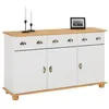 Image de Buffet salon COLMAR L 134 cm bois massif, Blanc et brun